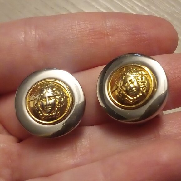 Gianni Versace Vintage two-tone Silver Gold Medusa Clip-on